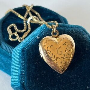 8 Grams Gold over Sterling Box Chain and Gold Filled Heart Locket